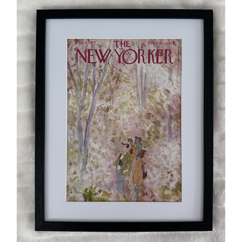 Framed 1973 The New Yorker Magazine May 5 Birdwatchers Forest James Stevenson